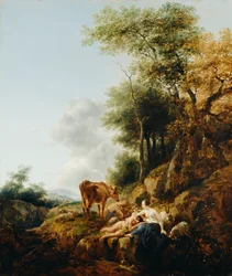Landschaft mit einer Nymphe und einem Satyr
